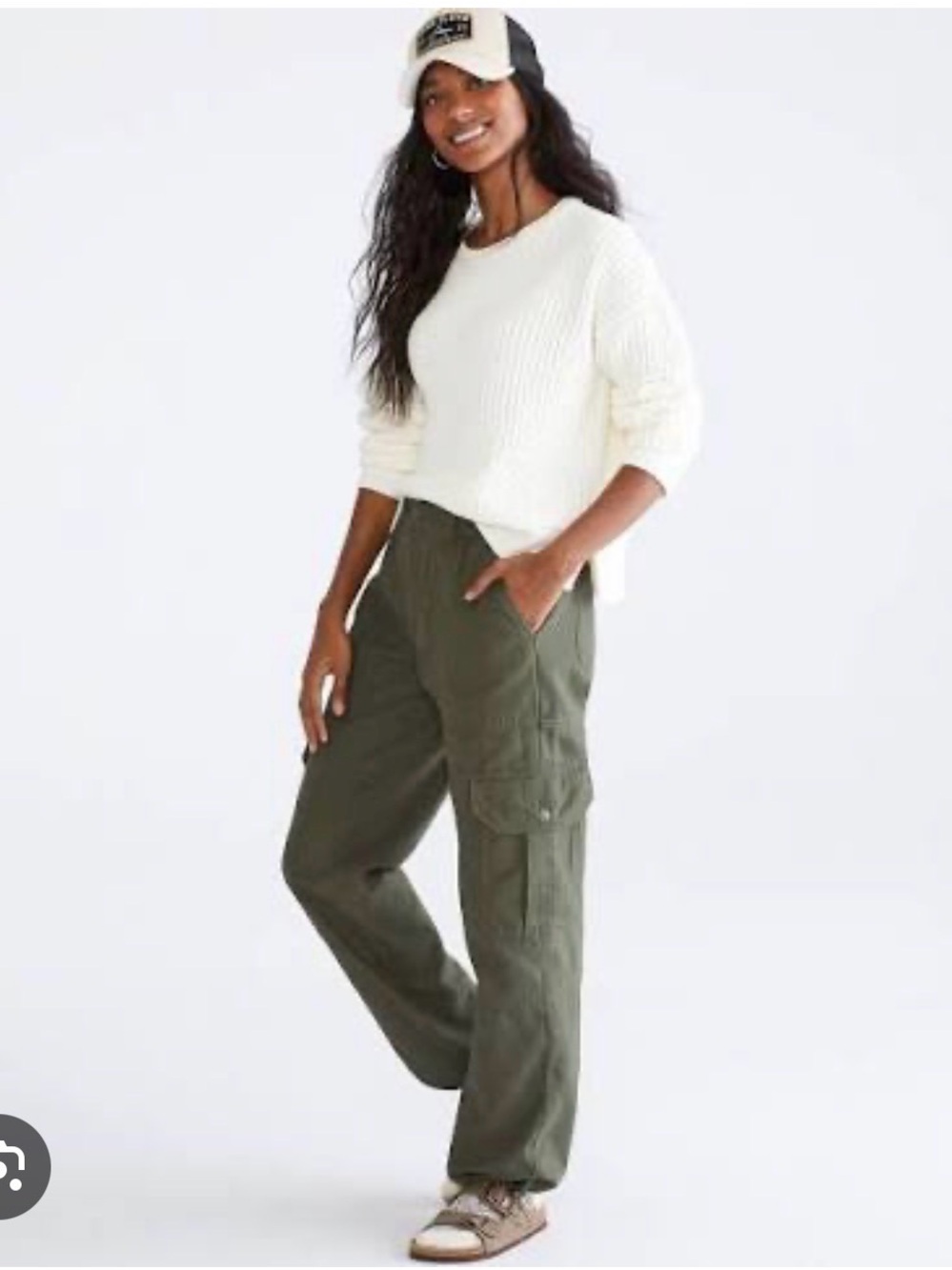 Aeropostale Olive Wide-Leg Cargo Pants for Women